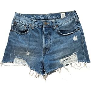 We The Free Medium Wash Distressed Cut-Off Blue Jeans Shorts‎ Size 27 Women’s